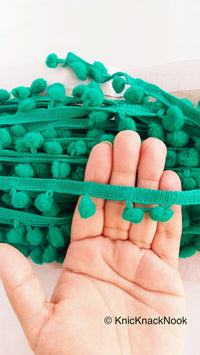 Thumbnail for 9 yards x Wholesale Green Pom Pom Fringe Trim, Pompom Trimming, Tassels