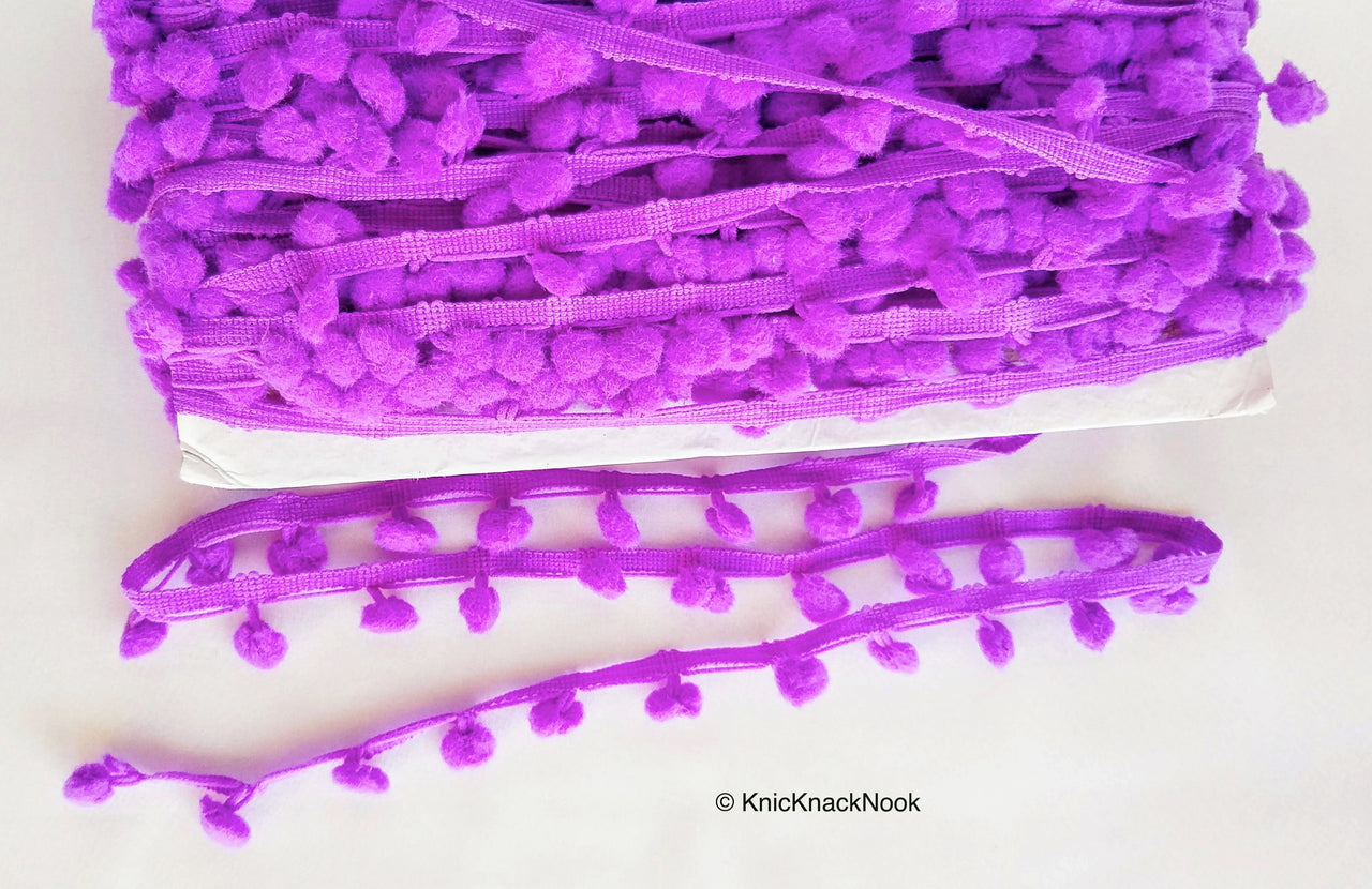 Purple Pom Pom Fringe Trim, Pompom Trimming, Tassels