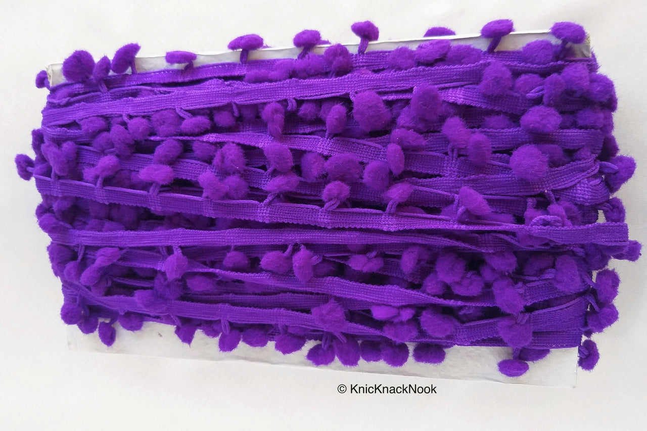 Purple Pom Pom Fringe Trim, Pompom Trimming, Tassels