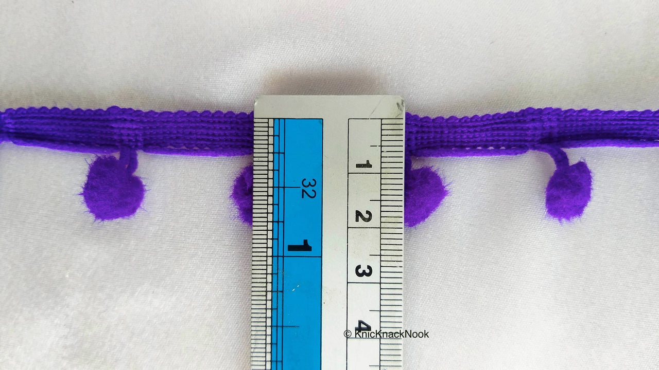 Purple Pom Pom Fringe Trim, Pompom Trimming, Tassels