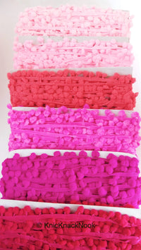 Thumbnail for Pink Pom Pom Fringe Trim, Pompom Trimming, Tassels