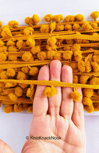 Thumbnail for Brown Pom Pom Fringe Trim, Pompom Trimming, Tassels