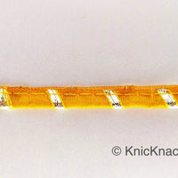 Thumbnail for Yellow Buttercup And Gold Stripes Piping Cord Trim, Approx. 8 mm wide, One Yard Trim