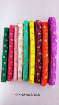 Thumbnail for White Net Lace Trim In Floral Embroidery And Glitter Gold Sequins, , Wedding Trims