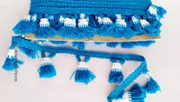 Thumbnail for Blue and White Tassel With Blue Thread Lace Trim, Fringe Trim, Tassels