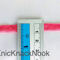 Thumbnail for 2mm Flanged Insertion Piping on 9mm Band, Dark Pink Art Silk Fabric Trim, Cord piping Trim