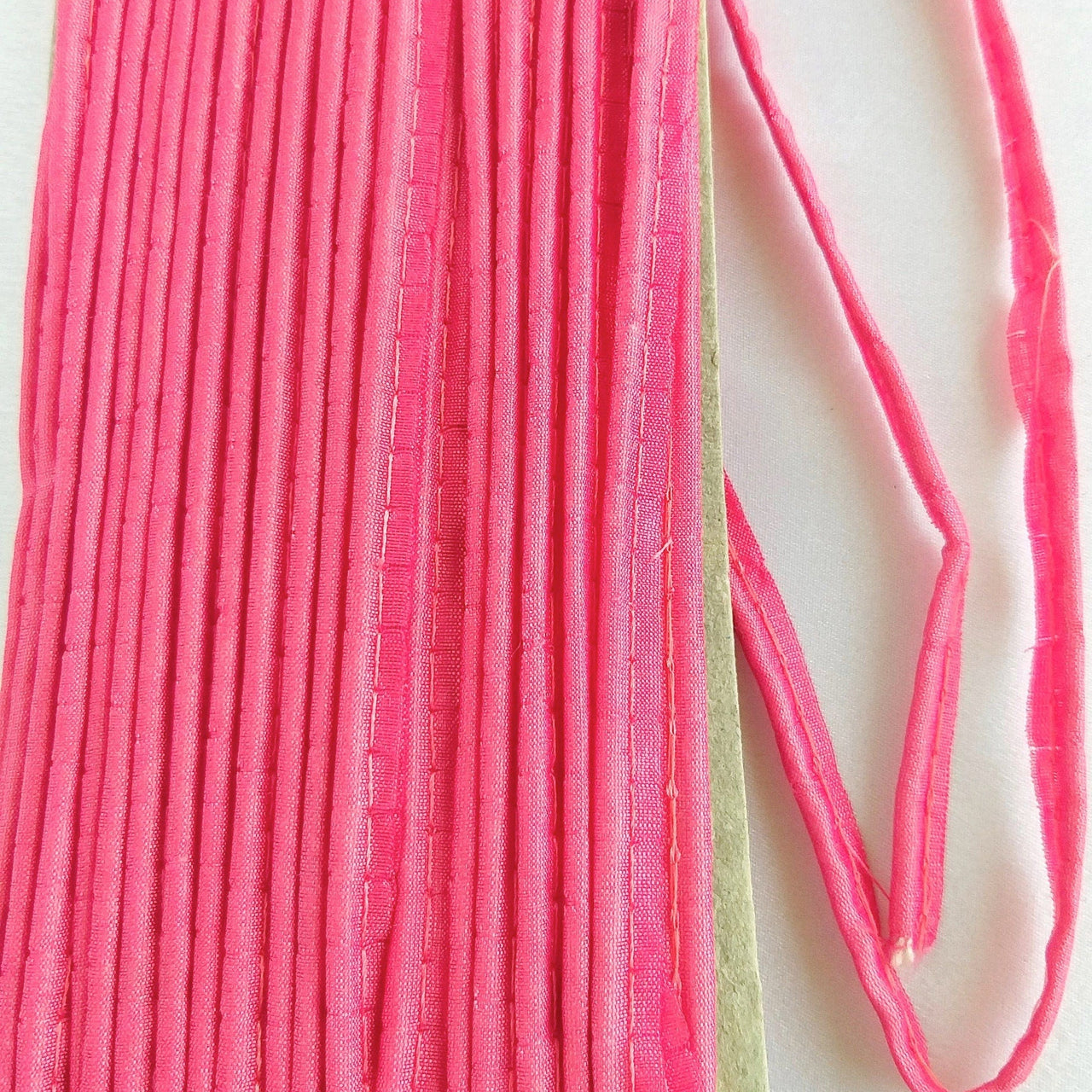 2mm Flanged Insertion Piping on 9mm Band, Dark Pink Art Silk Fabric Trim, Cord piping Trim