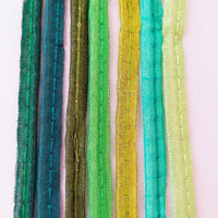 Thumbnail for 2mm Flanged Insertion Piping on 9mm Band, Green Art Silk Fabric Trim, Cord piping Trim