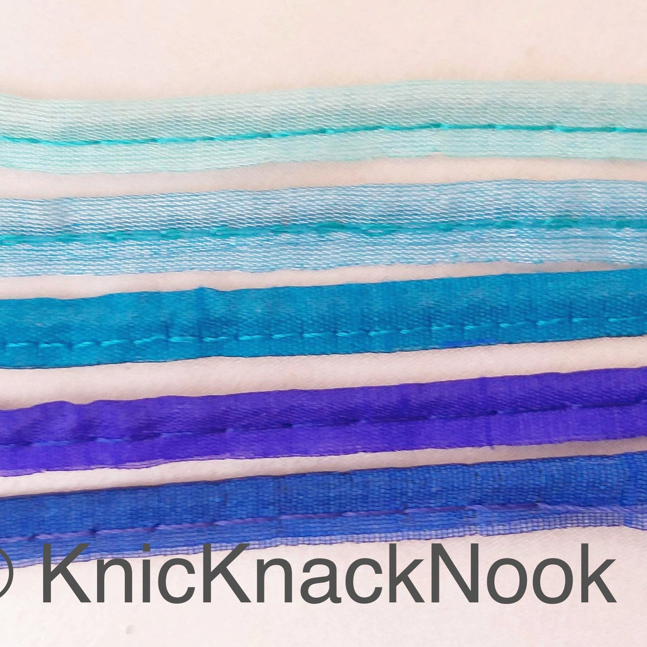 2mm Flanged Insertion Piping on 9mm Band, Blue Art Silk Fabric Trim, Cord piping Trim