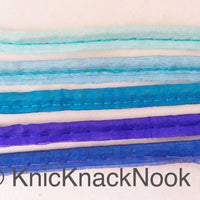 Thumbnail for 2mm Flanged Insertion Piping on 9mm Band, Blue Art Silk Fabric Trim, Cord piping Trim