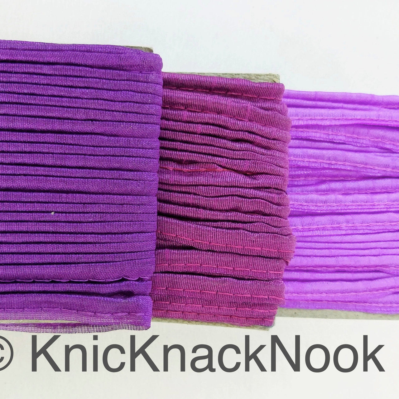2mm Flanged Insertion Piping on 9mm Band, Violet Purple Art Silk Fabric Trim, Cord piping Trim