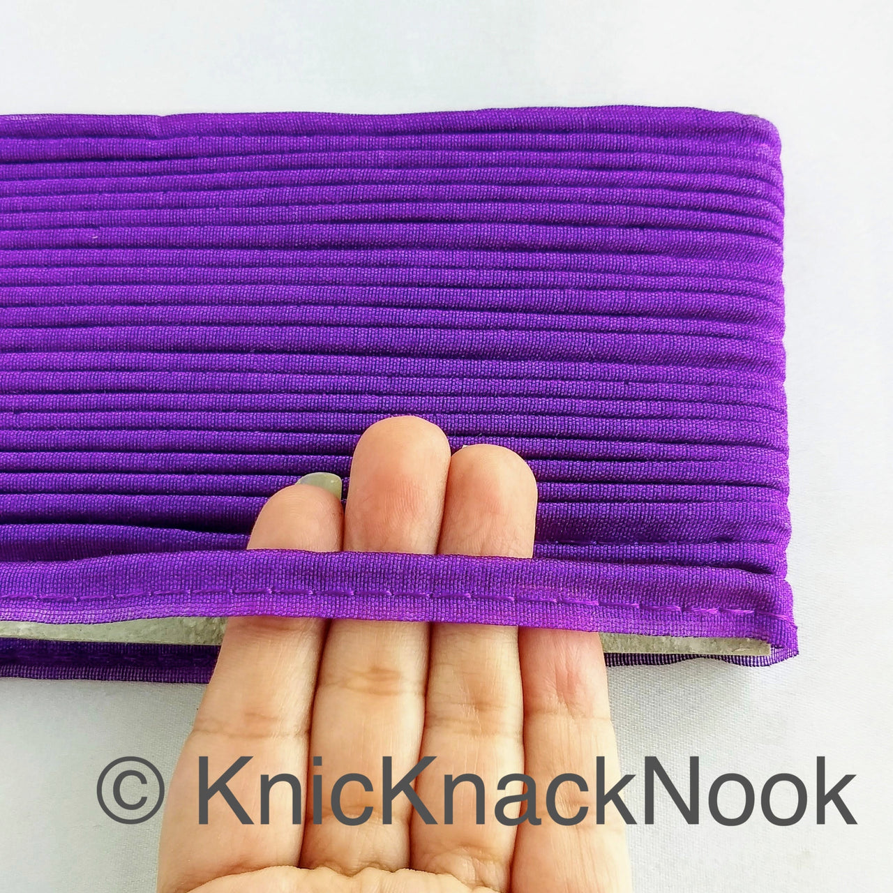 2mm Flanged Insertion Piping on 9mm Band, Violet Purple Art Silk Fabric Trim, Cord piping Trim