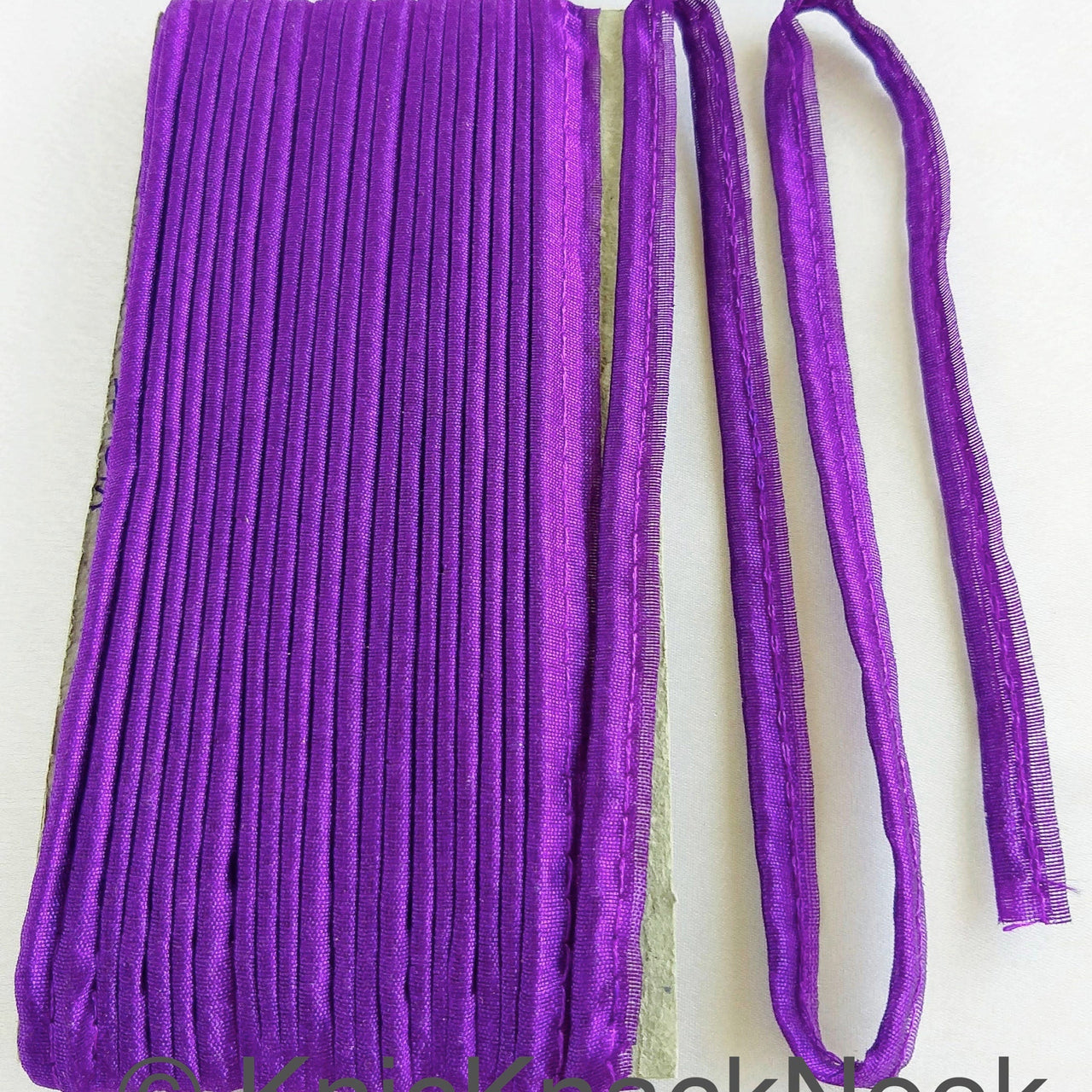 2mm Flanged Insertion Piping on 9mm Band, Violet Purple Art Silk Fabric Trim, Cord piping Trim