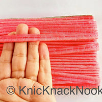 Thumbnail for 2mm Flanged Insertion Piping on 9mm Band, Bright Pink Art Silk Fabric Trim, Cord piping Trim