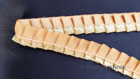 Thumbnail for Satin, Tan Brown & Gold Pleated Lace Trim, Trim