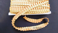 Thumbnail for Satin, Tan Brown & Gold Pleated Lace Trim, Trim