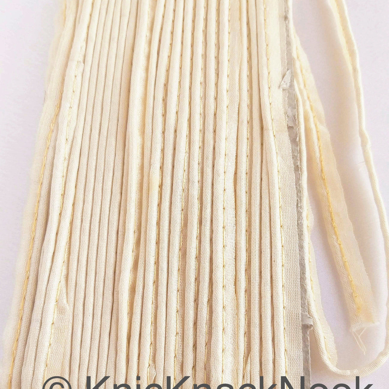 2mm Flanged Insertion Piping on 9mm Band, Beige Art Silk Fabric Trim, Cord piping Trim
