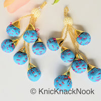 Thumbnail for Blue Tassels Art Silk Fabric Balls Bunch, Latkan, Embellishments