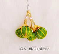 Thumbnail for Green Tassels Art Silk Fabric Balls Bunch, Latkan, Embellishments