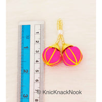 Thumbnail for Fuchsia Pink Tassels Art Silk Fabric Balls Bunch, Latkan, Embellishments