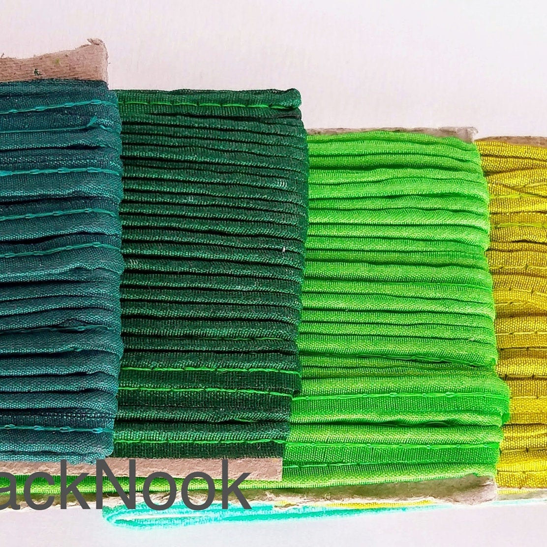 2mm Flanged Insertion Piping on 9mm Band, Green Art Silk Fabric Trim, Cord piping Trim