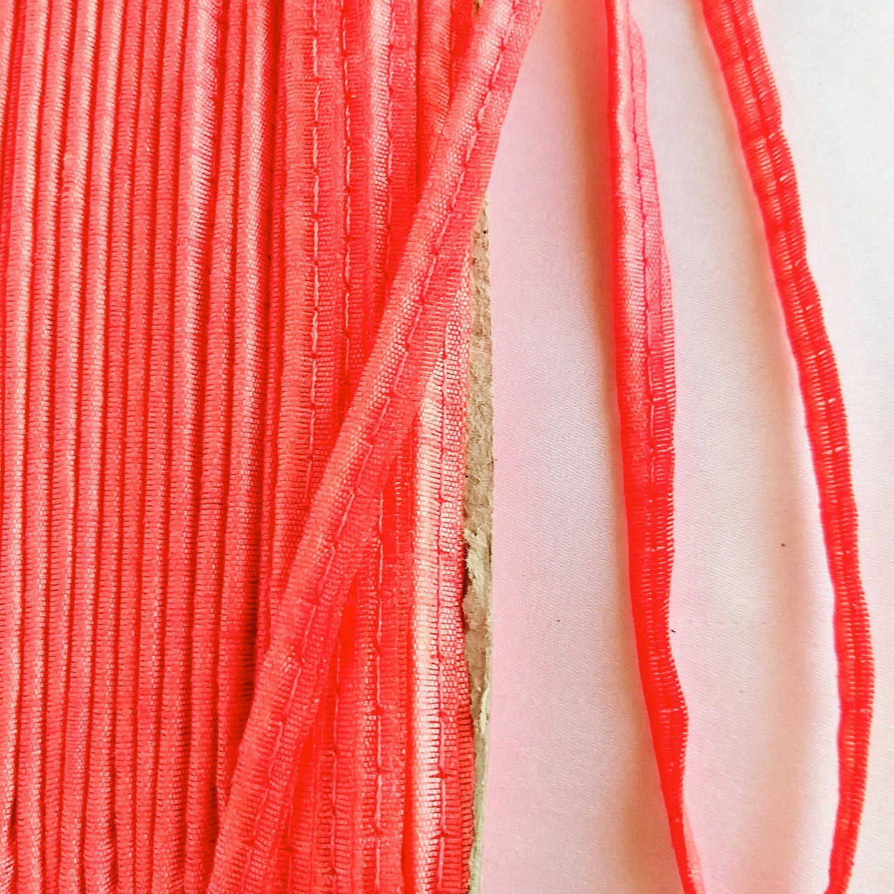 2mm Flanged Insertion Piping on 9mm Band, Bright Pink Art Silk Fabric Trim, Cord piping Trim