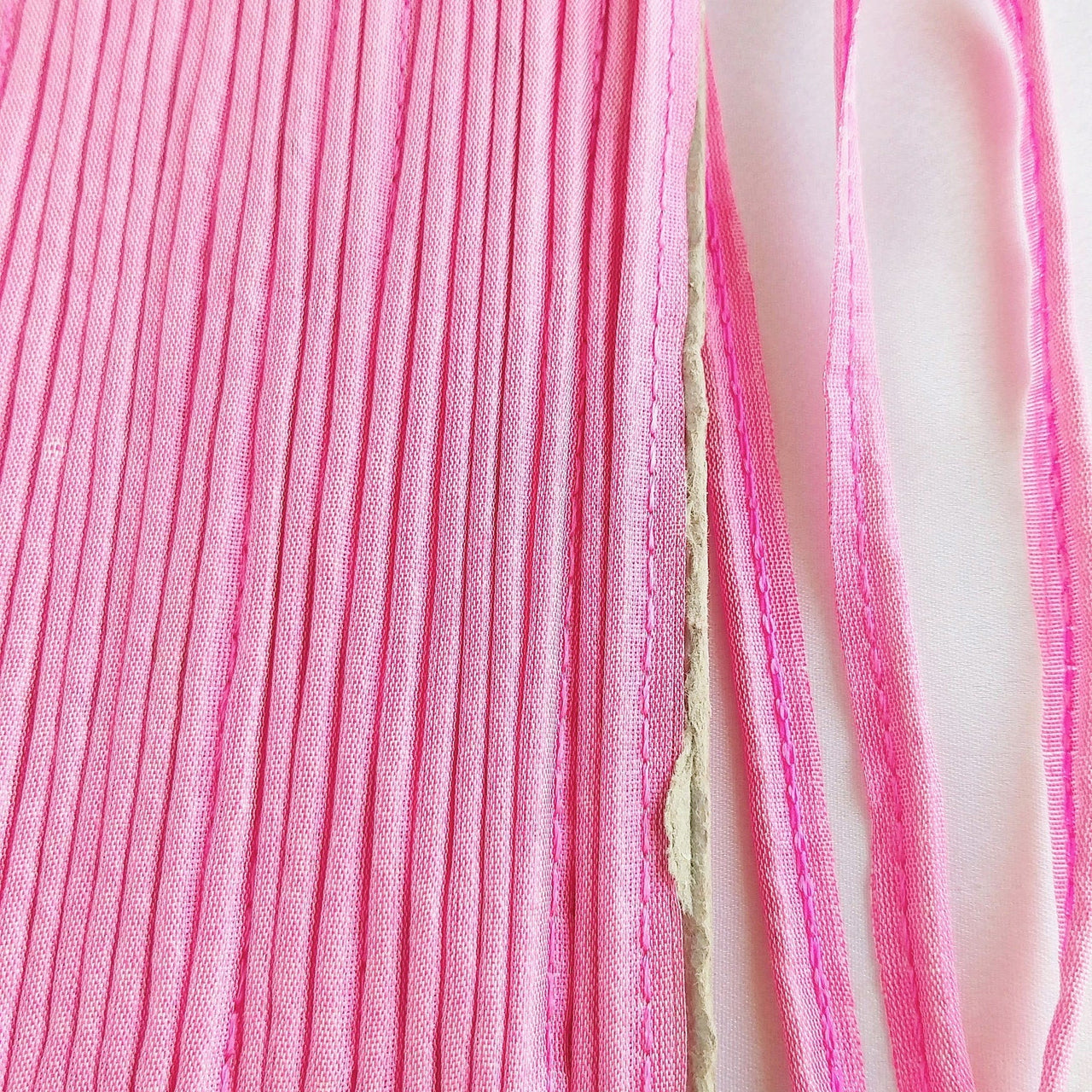 2mm Flanged Insertion Piping on 9mm Band, Light Pink Art Silk Fabric Trim, Cord piping Trim