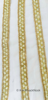 Thumbnail for Wholesale Gold Beaded Trim, Pearl Trim, Embroidered Lace Trim