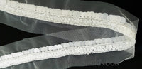 Thumbnail for White Net Lace With White Sequins and Beads, Exclusive Laces, Sequinned Trimming