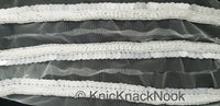 Thumbnail for White Net Lace With White Sequins and Beads, Exclusive Laces, Sequinned Trimming