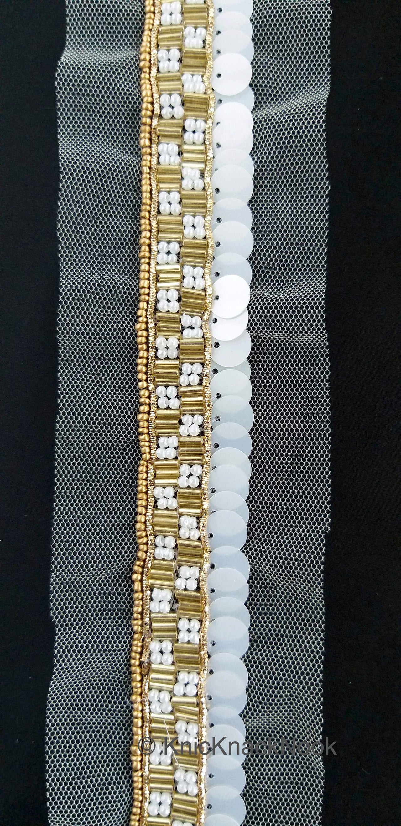 Wholesale White Net Lace, Exclusive Laces, Sequinned Trimming