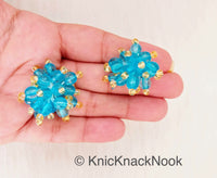 Thumbnail for Blue Bead Tassels Latkan, Indian Latkans, Gold Beaded Danglers
