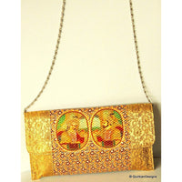 Thumbnail for Wedding Clutch, Gold Purse, Couple Print, Fabric Clutch Purse