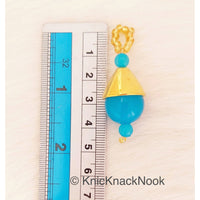 Thumbnail for Blue Bead Tassels Latkan, Indian Antique Distressed Latkans, Gold Beaded Danglers