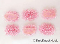Thumbnail for Handmade Pink Beaded Oblong Applique, Sequinned Beads Applique Motif