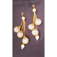 Thumbnail for Grey Art Silk Fabric Balls Bunch Beaded Tassels, Latkan, Embellishments