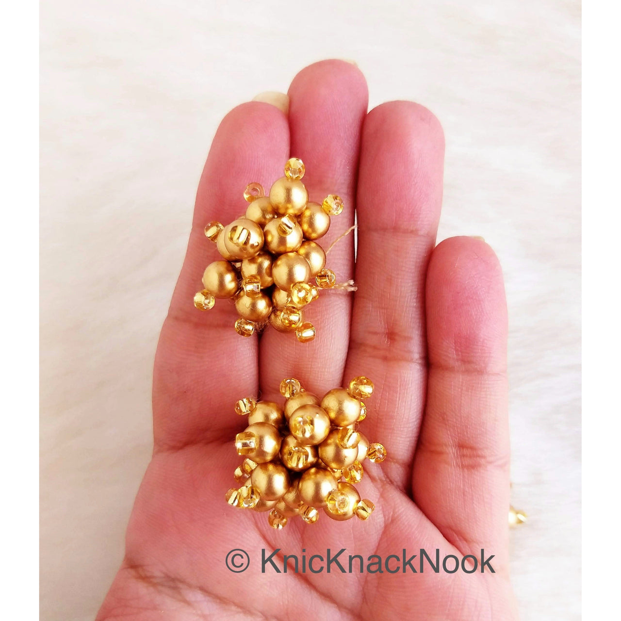 Gold Bead Tassels Latkan, Indian Latkans, Gold Beaded Danglers