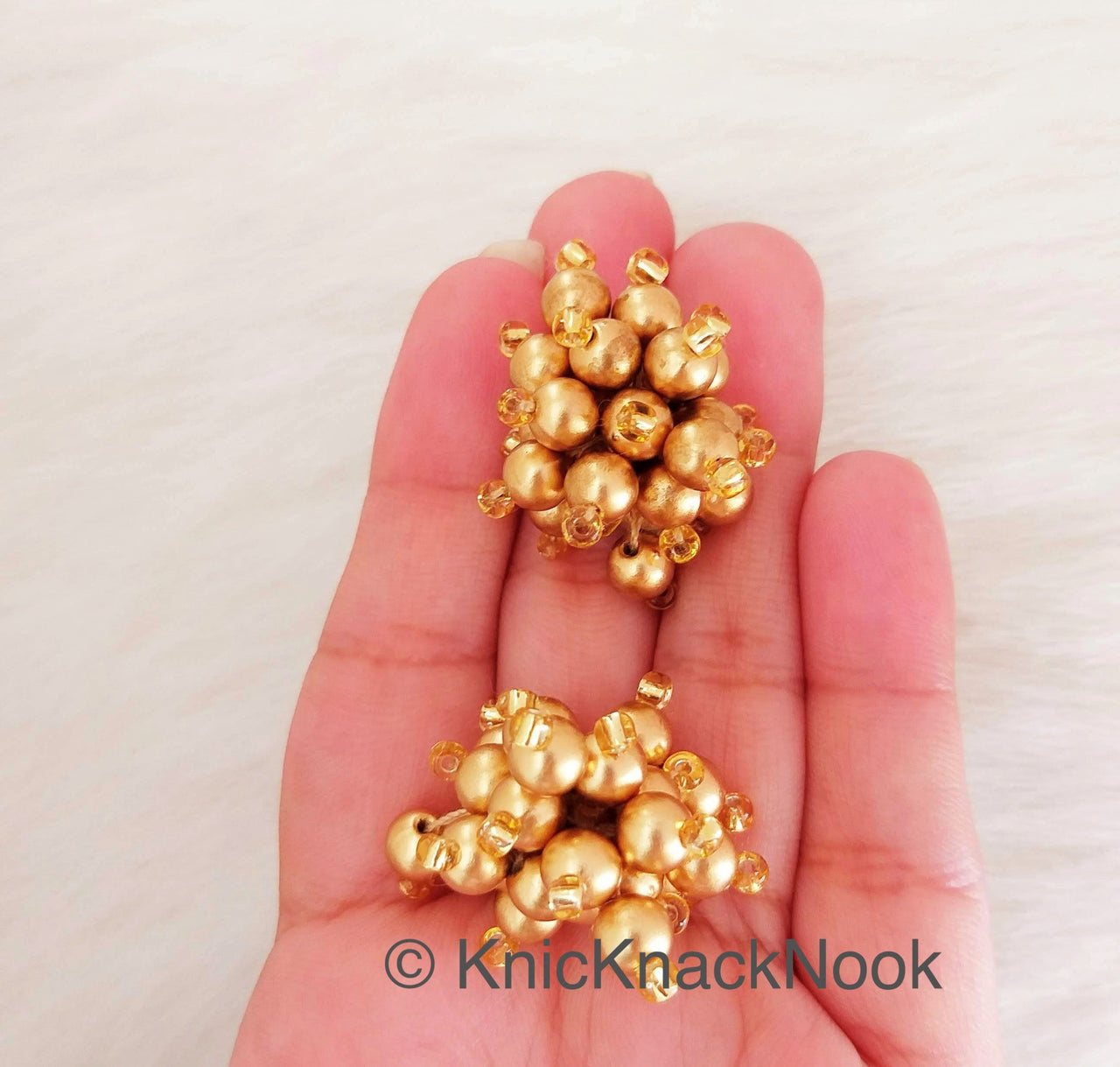 Gold Bead Tassels Latkan, Indian Latkans, Gold Beaded Danglers