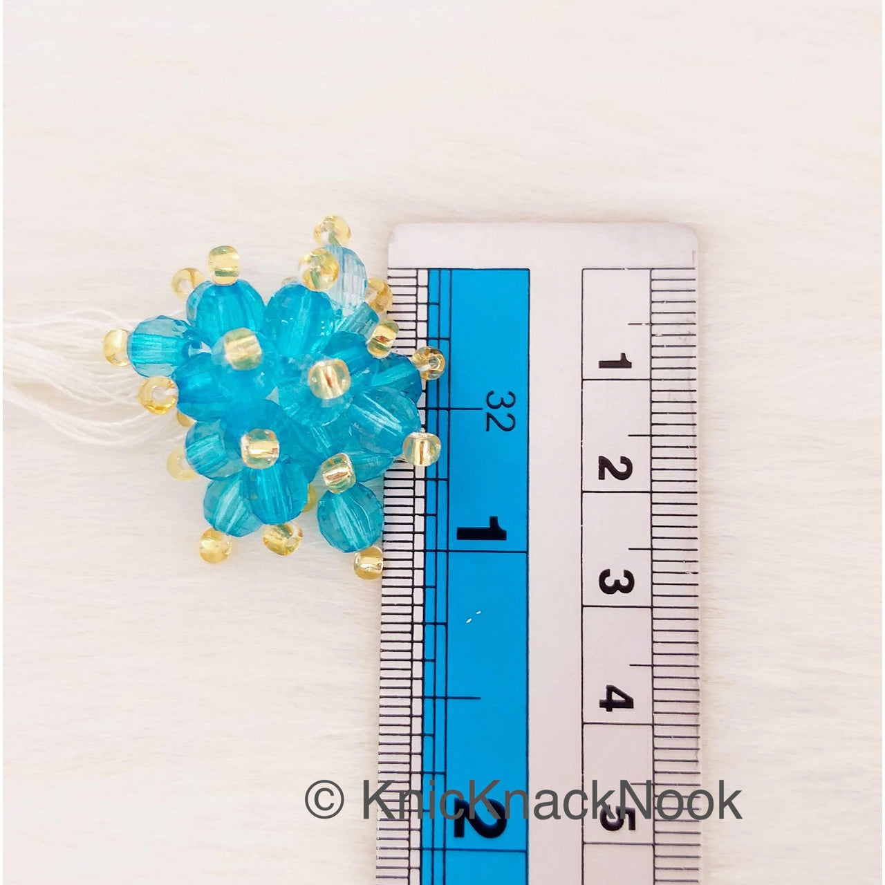 Blue Bead Tassels Latkan, Indian Latkans, Gold Beaded Danglers