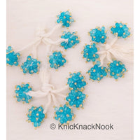 Thumbnail for Blue Bead Tassels Latkan, Indian Latkans, Gold Beaded Danglers
