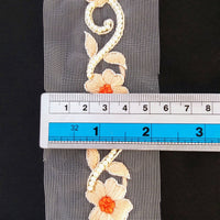 Thumbnail for Beige Net Trim With Floral Embroidery, Pearl Beads Trim, Beaded Trim