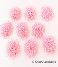 Thumbnail for Handmade Pink Beaded Oblong Applique, Sequinned Beads Applique Motif