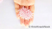 Thumbnail for Handmade Pink Beaded Oblong Applique, Sequinned Beads Applique Motif