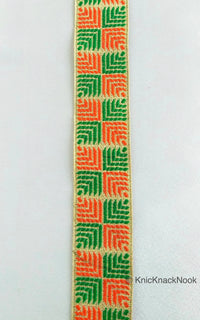 Thumbnail for Orange And Green Jacquard Trim, Approx 34mm Wide, Decorative Trim