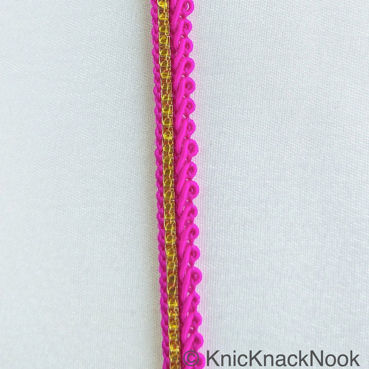 Fuchsia Pink And Gold Gimp Trim, Approx. 8mm wide, Upholstery Trim