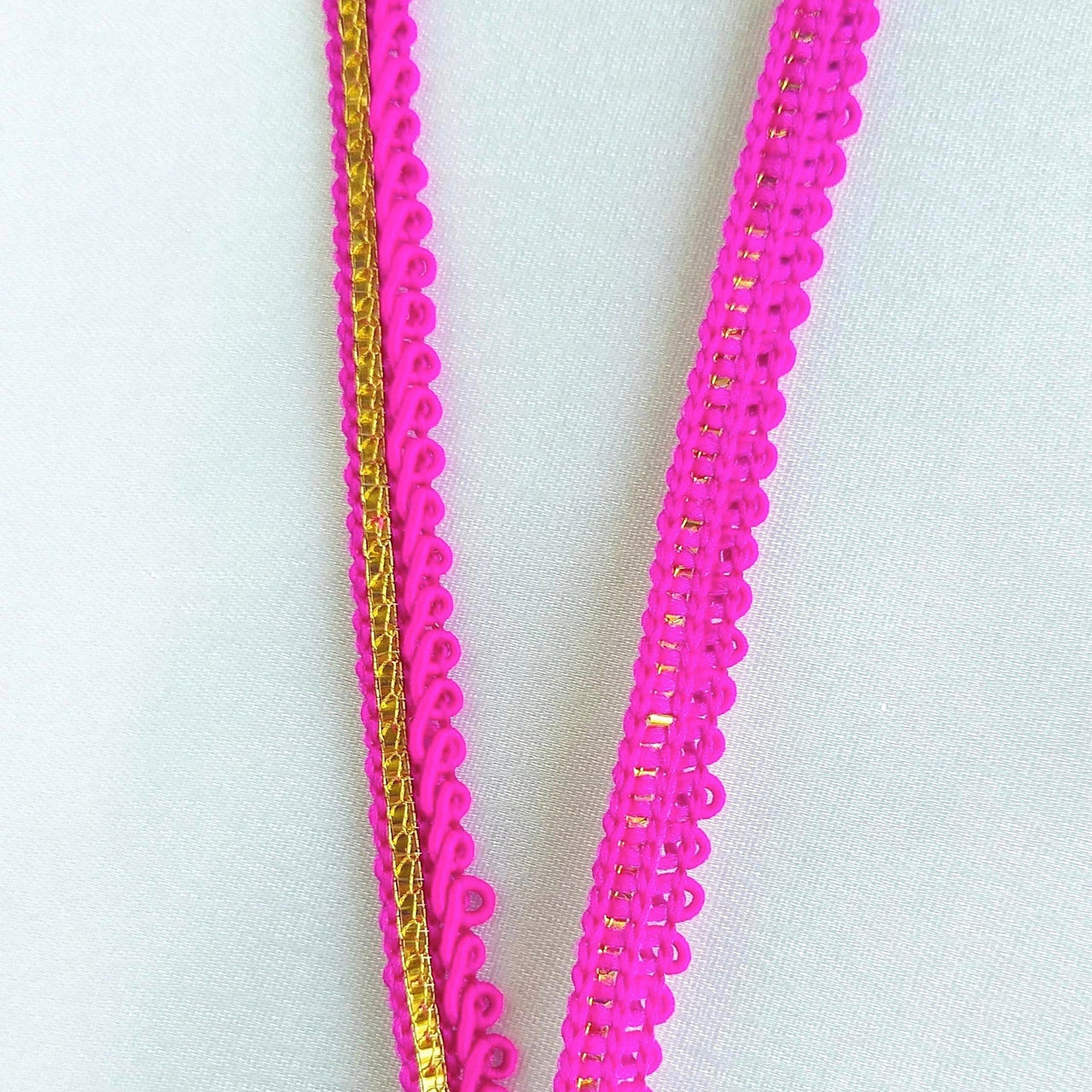 Fuchsia Pink And Gold Gimp Trim, Approx. 8mm wide, Upholstery Trim