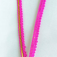 Thumbnail for Fuchsia Pink And Gold Gimp Trim, Approx. 8mm wide, Upholstery Trim