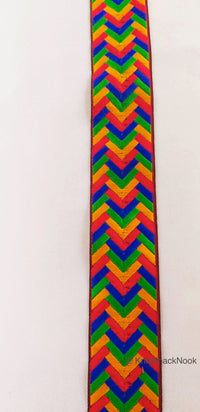 Thumbnail for Yellow, Red, Blue and Green Jacquard Weave Trim