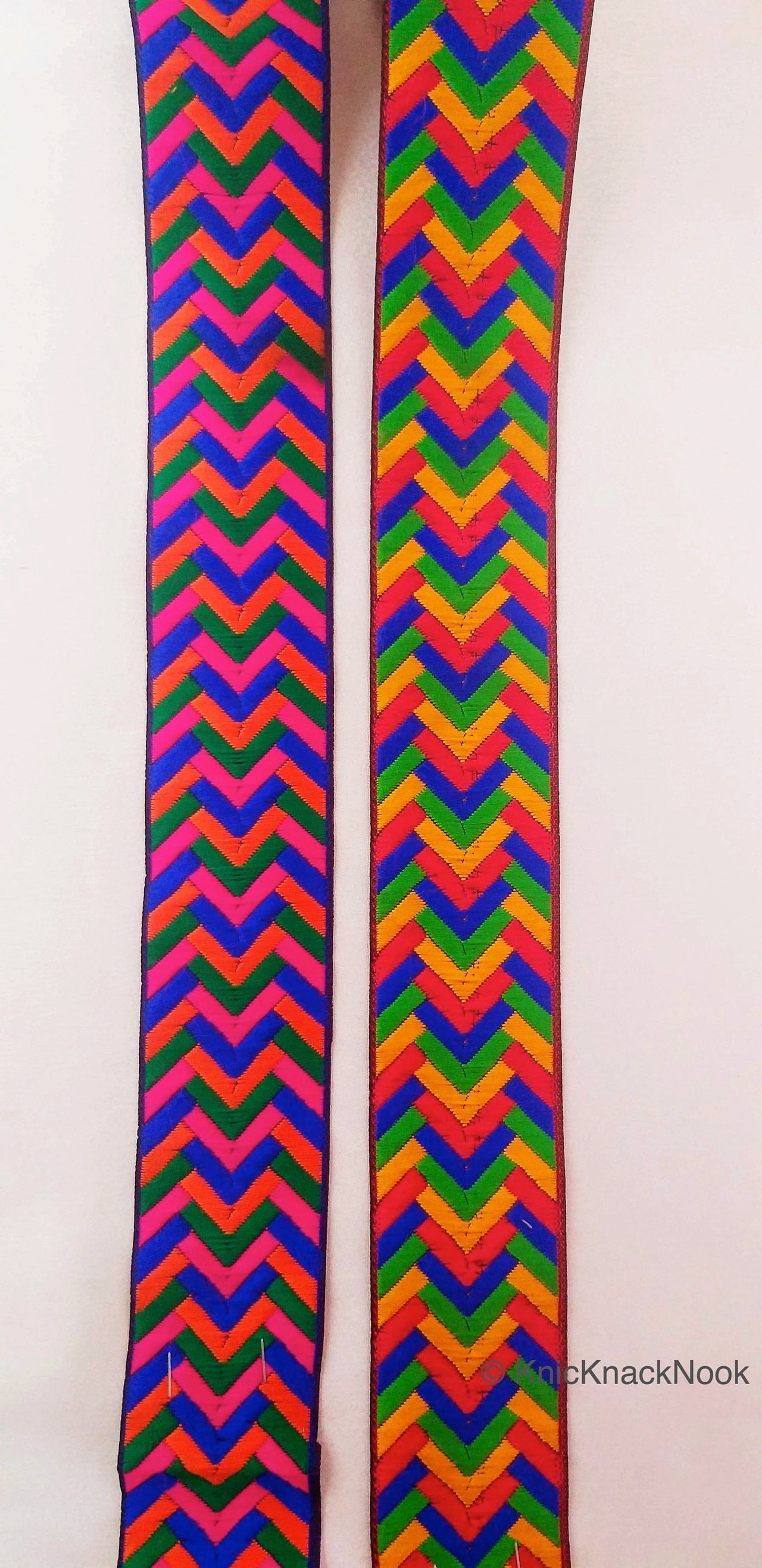 Yellow, Red, Blue and Green Jacquard Weave Trim