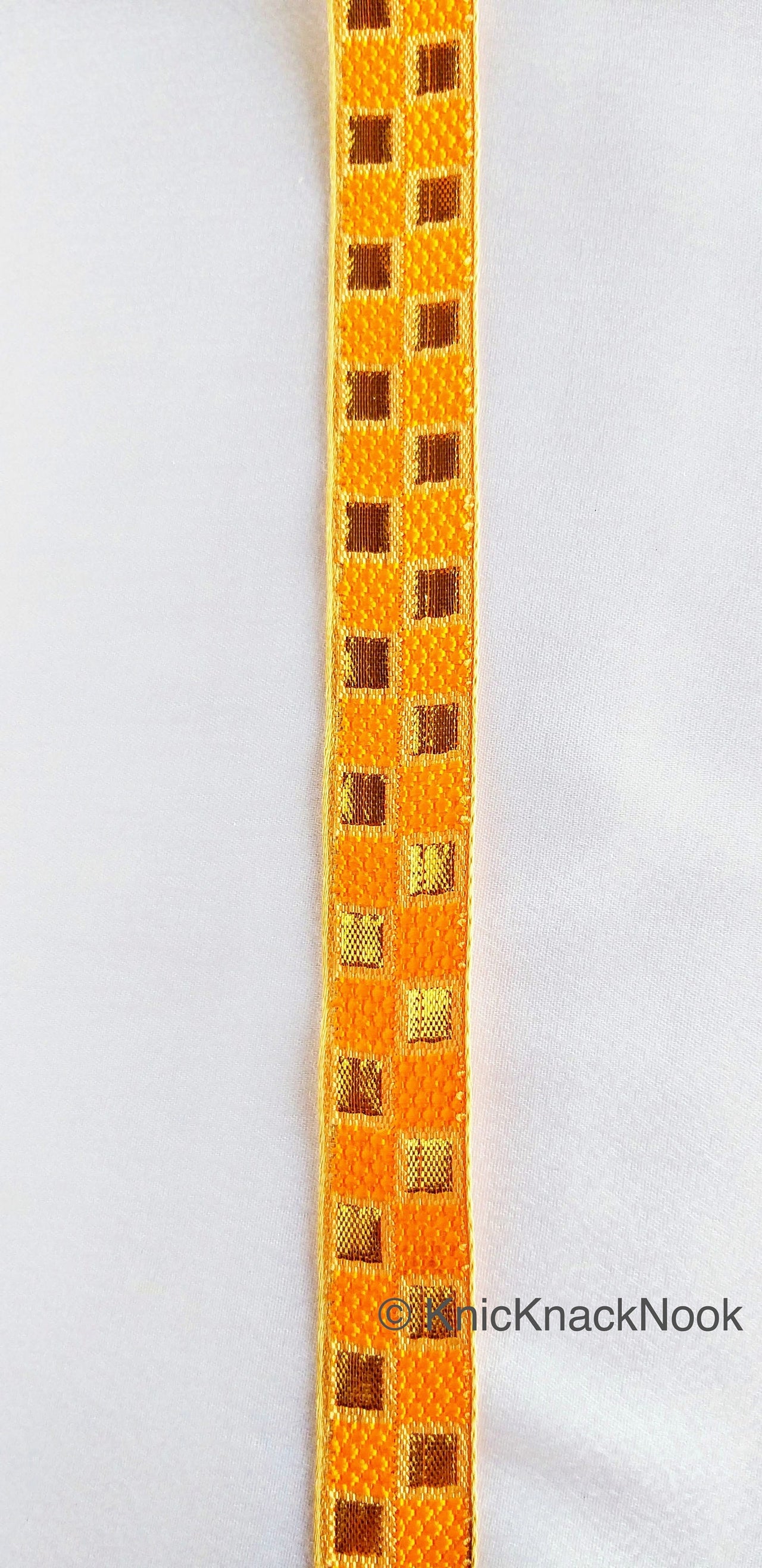 Yellow and Gold Jacquard Weaving Trim, Trim By 2 Yards, Craft Decorative Ribbon